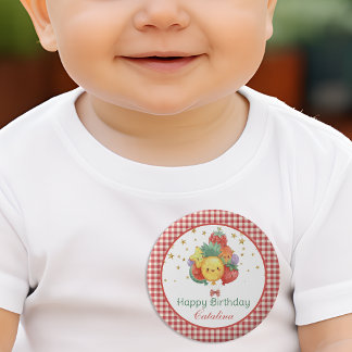 Verjaardag met Zoete Vruchten | Tropisch Kinderfee Ronde Button 5,7 Cm