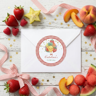 Verjaardag met Zoete Vruchten | Tropisch Kinderfee Ronde Sticker