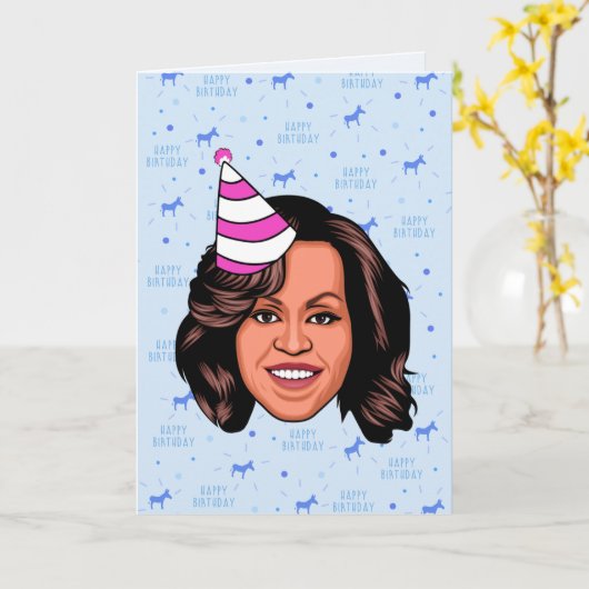 VERJAARDAG MICHELLE OBAMA KAART (Gele Bloem)