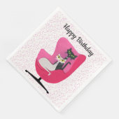 Verjaardag Midden eeuw Moderne Elegante Katten Roz Servet (Hoek)