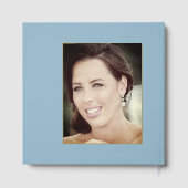 Verjaardag mijlpaal Foto Bloemen Blauw Elegant Gastenboek (Achterkant)