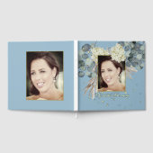 Verjaardag mijlpaal Foto Bloemen Blauw Elegant Gastenboek (Volledig)