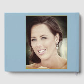 Verjaardag mijlpaal Foto Bloemen Blauw Elegant Gastenboek (Achterkant)