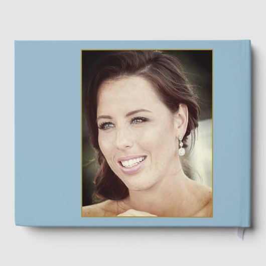 Verjaardag mijlpaal Foto Bloemen Blauw Elegant Gastenboek (Achterkant)