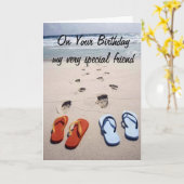 VERJAARDAG ** MIJN ZEER SPECIALE VRIEND ** STRAND  KAART (Gele Bloem)