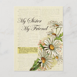 Verjaardag Mijn Zus Mijn Vriend Vintage Bloemen Briefkaart
