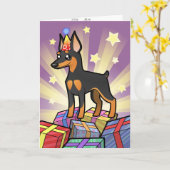 Verjaardag Miniatuur Pinscher / Manchester Terrier Kaart (Gele Bloem)