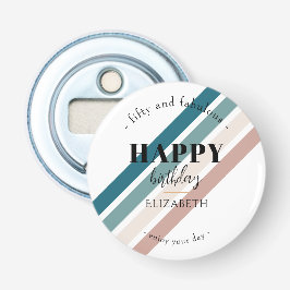 Verjaardag Minimalistisch design in pastelkleuren Button Flesopener