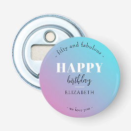 Verjaardag Minimalistisch design in pastelkleuren Button Flesopener