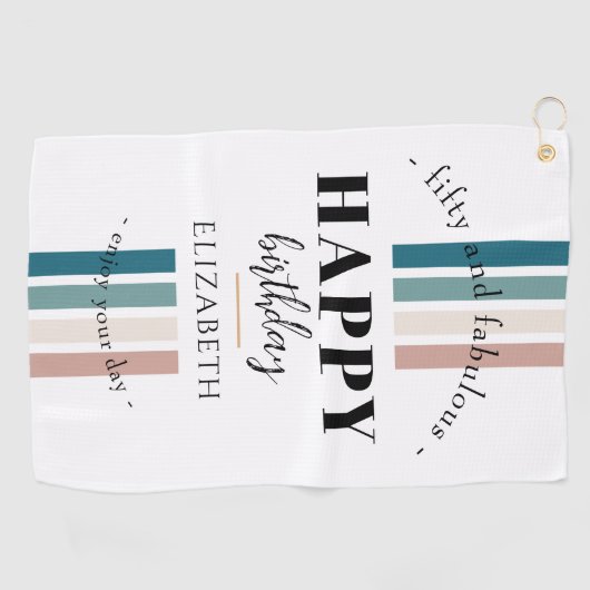 Verjaardag Minimalistisch design in pastelkleuren Golfhanddoek (Horizontaal)
