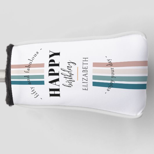 Verjaardag Minimalistisch design in pastelkleuren Golfheadcover (Voorkant)