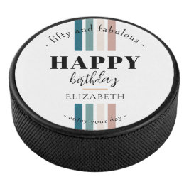 Verjaardag Minimalistisch design in pastelkleuren Hockey Puck