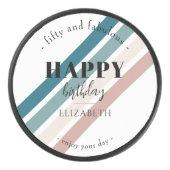 Verjaardag Minimalistisch design in pastelkleuren Hockey Puck (Voorkant)