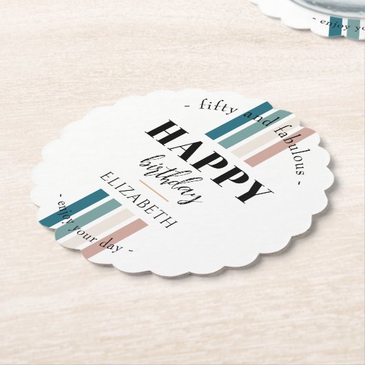 Verjaardag Minimalistisch design in pastelkleuren Kartonnen Onderzetters (Gekanteld)