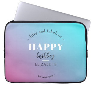 Verjaardag Minimalistisch design in pastelkleuren Laptop Sleeve