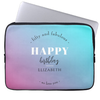 Verjaardag Minimalistisch design in pastelkleuren Laptop Sleeve