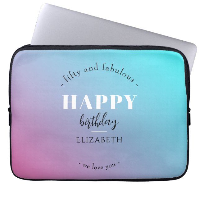 Verjaardag Minimalistisch design in pastelkleuren Laptop Sleeve (Voorkant)