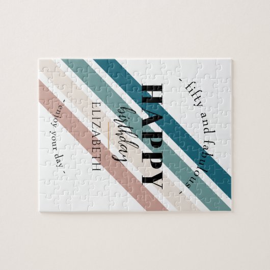 Verjaardag Minimalistisch design in pastelkleuren Legpuzzel (Horizontaal)