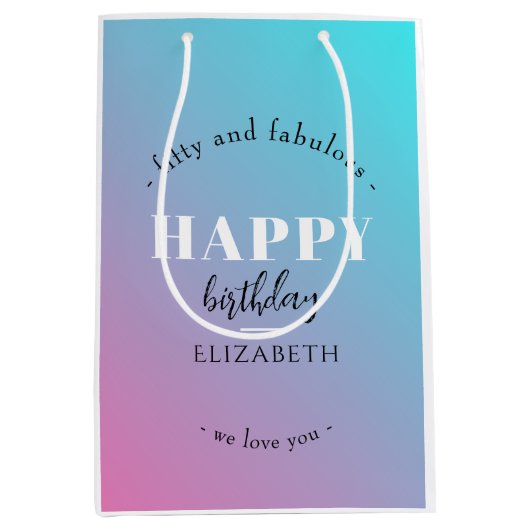 Verjaardag Minimalistisch design in pastelkleuren Medium Cadeauzakje (Voorkant)