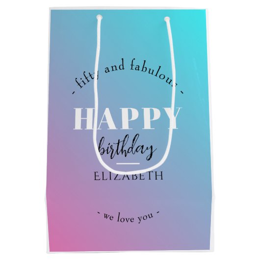 Verjaardag Minimalistisch design in pastelkleuren Medium Cadeauzakje (Achterkant)