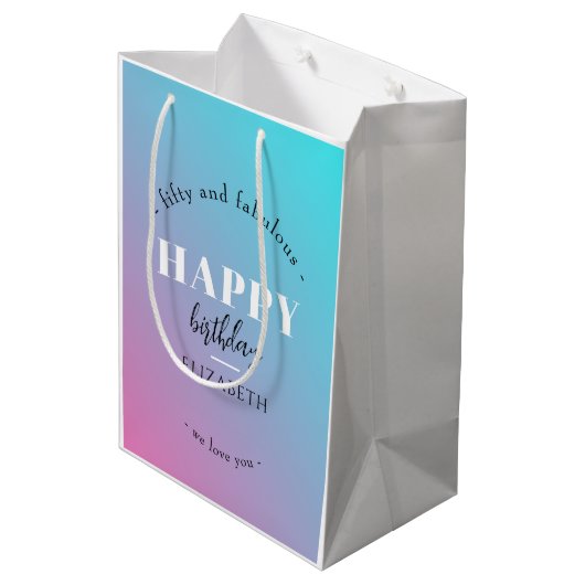 Verjaardag Minimalistisch design in pastelkleuren Medium Cadeauzakje (Achterkant Gekanteld)