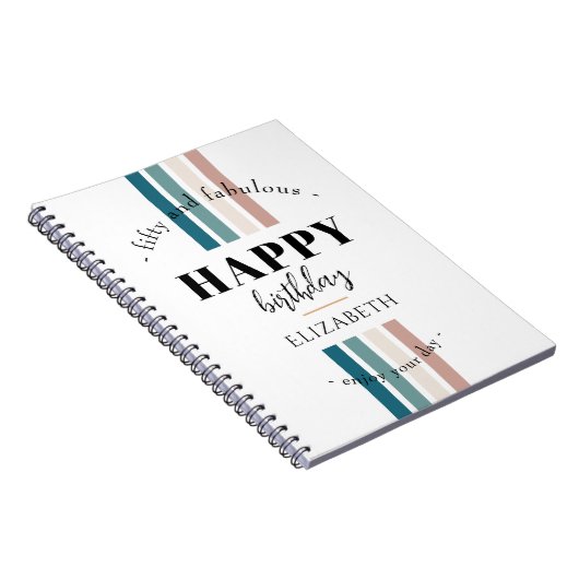 Verjaardag Minimalistisch design in pastelkleuren Notitieboek (Rechterzijde)