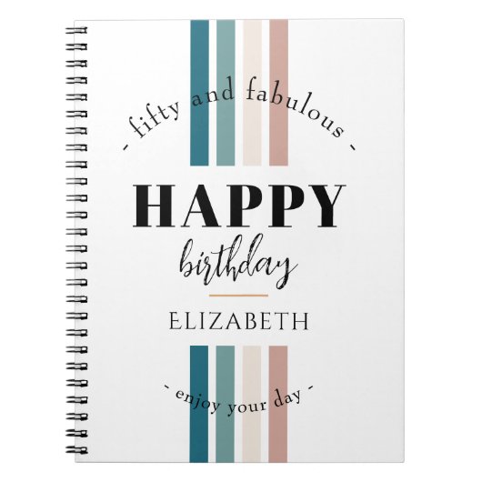 Verjaardag Minimalistisch design in pastelkleuren Notitieboek (Voorkant)