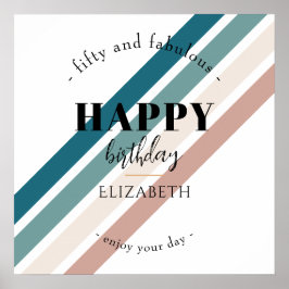 Verjaardag Minimalistisch design in pastelkleuren Poster