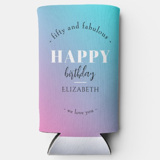 Verjaardag Minimalistisch design in pastelkleuren Seltzer Blikjeskoeler (Voorkant)