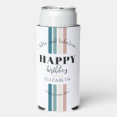 Verjaardag Minimalistisch design in pastelkleuren Seltzer Blikjeskoeler (Seltzer Achterkant)
