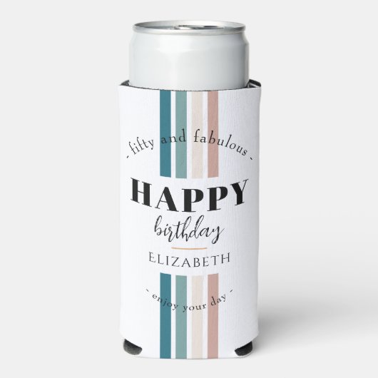 Verjaardag Minimalistisch design in pastelkleuren Seltzer Blikjeskoeler (Seltzer Voorkant)