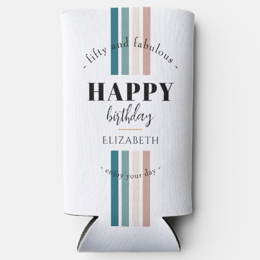 Verjaardag Minimalistisch design in pastelkleuren Seltzer Blikjeskoeler (Voorkant)