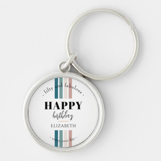 Verjaardag Minimalistisch design in pastelkleuren Sleutelhanger (Voorkant)