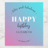 Verjaardag Minimalistisch design in pastelkleuren Wijn Etiket (Enkel label)