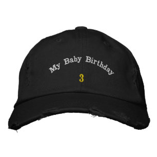 Verjaardag M'n Baby 3 Zwarte Verjaardagshoed Feest Geborduurde Pet