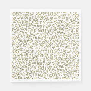 Verjaardag Modern 105 Nummer Patroon Goud/Wit Servet