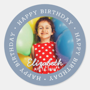 Verjaardag Modern Eenvoudig Netjes Leuk Foto Ronde Sticker
