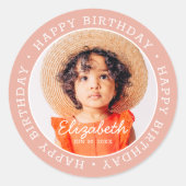 Verjaardag Modern Preppy Aangepaste Foto Ronde Sticker (Voorkant)