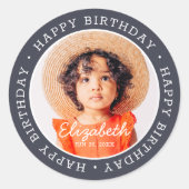 Verjaardag Modern Preppy Aangepaste Foto Ronde Sticker (Voorkant)