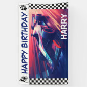 VERJAARDAG MODERNE BLAUWE RACEAUTO BANNER (Verticaal)