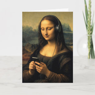 Verjaardag moderne Mona Lisa met smartphone Kaart