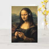 Verjaardag moderne Mona Lisa met smartphone Kaart (Gele Bloem)