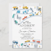 Verjaardag moderne transporttrucks en auto's kaart (Voorkant)