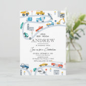 Verjaardag moderne transporttrucks en auto's kaart (Staand voorkant)