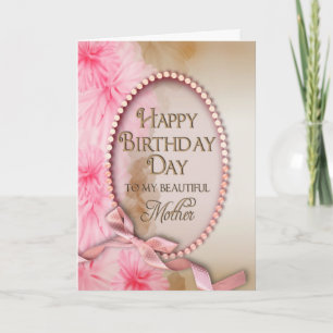 Verjaardag - Moeder - Delicate Pink Oval - Bloemen Kaart