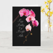 VERJAARDAG - MOEDER - FUCHSIA ORCHIDEEËN KAART (Gele Bloem)