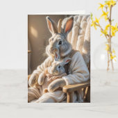 Verjaardag moeder konijn en Baby konijn Kaart (Gele Bloem)