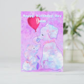 Verjaardag Moeder's Kaart Olifant Moeder en Baby (Staand voorkant)
