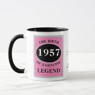 Verjaardag Monogram Jaar toevoegen en Naam Zwart R Mok