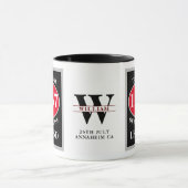 Verjaardag Monogram Jaar toevoegen en Naam Zwart R Mok (Midden)